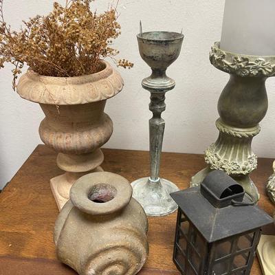 Misc. Decor Lot - Mini Lanterns, Terra Cotta Pots, Candleholders, etc