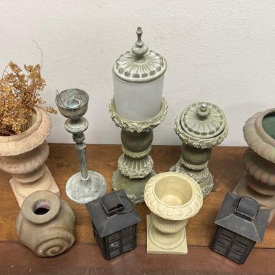 Misc. Decor Lot - Mini Lanterns, Terra Cotta Pots, Candleholders, etc