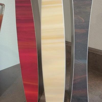 Glass Nuva vase, 3 Morin Choiniere vases