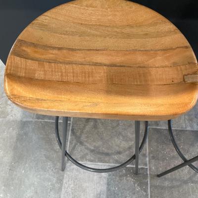 Two wood/metal counter stools