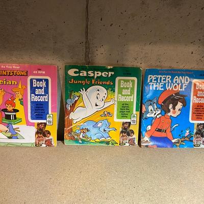 CASPER AND FRIENDS , THE FLINTSTONE’S & PETER AND THE WOLF 45 RECORD READ ALONG