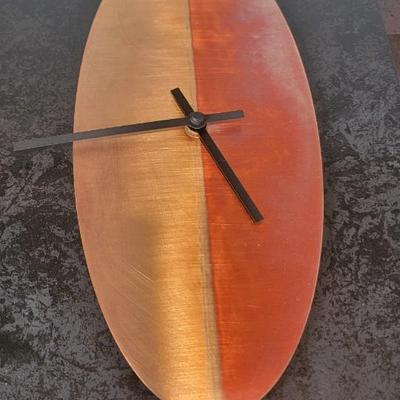 Wall clock brass and copper signed dated