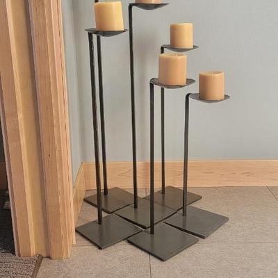 Set of six heavy metal candle stands