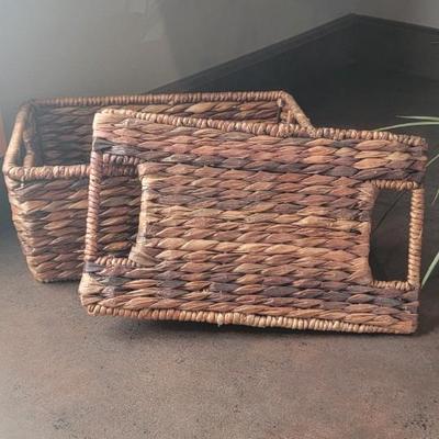 Five tier candleholder, basket, bathroom trio