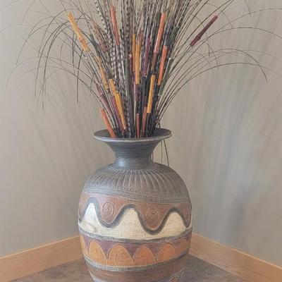 Floor vase with feather like sprigs