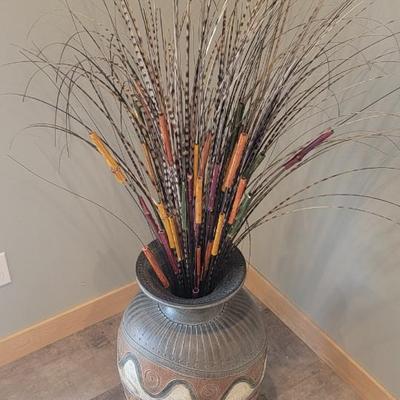 Floor vase with feather like sprigs