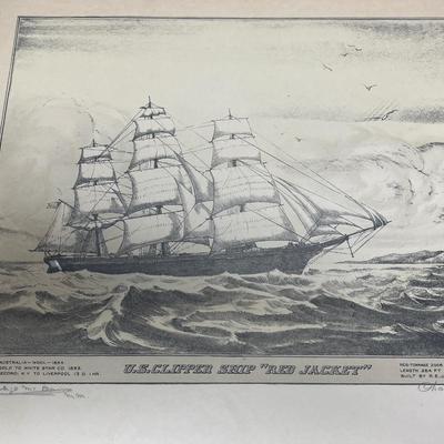 US Clipper Ship "Red Jacket" Etching