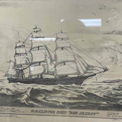 US Clipper Ship "Red Jacket" Etching