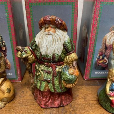 Set of 3 Woodland Santa Porcelain Figurines