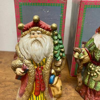 Set of 3 Woodland Santa Porcelain Figurines
