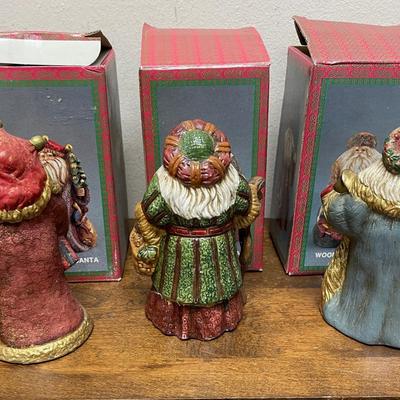 Set of 3 Woodland Santa Porcelain Figurines
