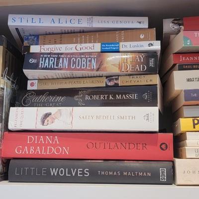 Assortment of books, 2 shelves