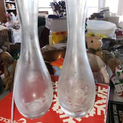 Pair of glass bud vases