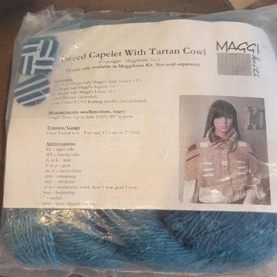 Maggi Knit kit, Ireland. Tweed Capelet with Tartan Cowl