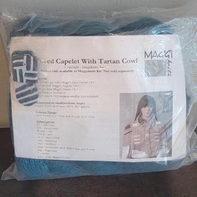 Maggi Knit kit, Ireland. Tweed Capelet with Tartan Cowl