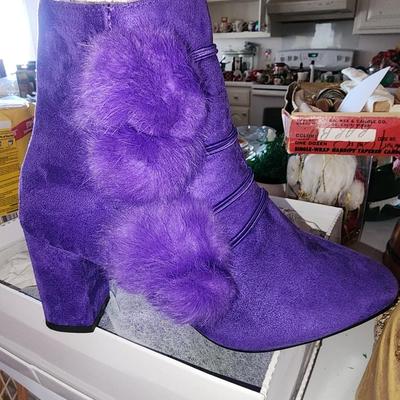 Purple suede ankle boots