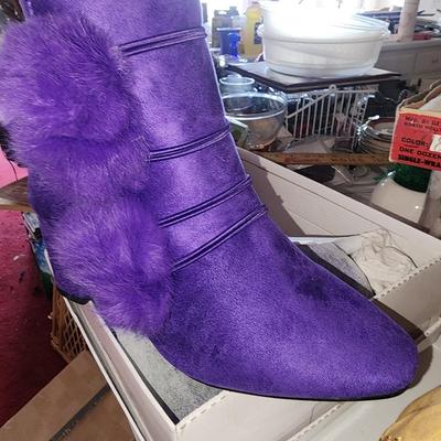 Purple suede ankle boots