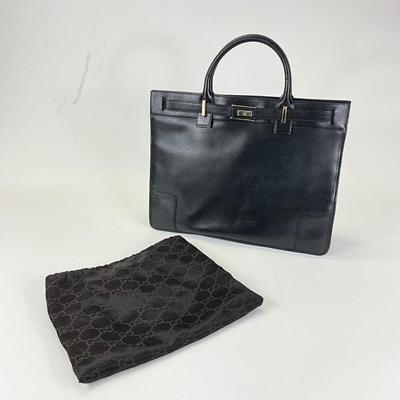 222 GUCCI Black Briefcase Leather Tote