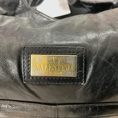 223 VALENTINO Nuage Bow Black Leather Tote