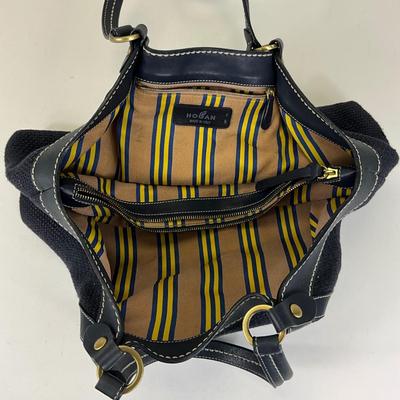 224 HOGAN Blue Leather/Knitted Tote