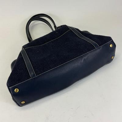 224 HOGAN Blue Leather/Knitted Tote
