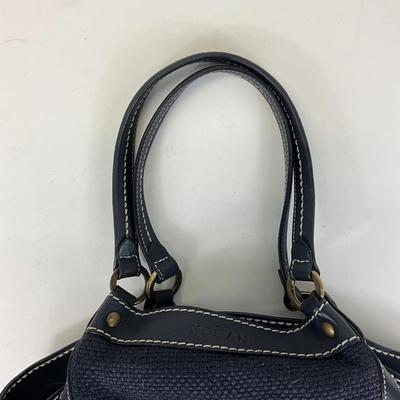 224 HOGAN Blue Leather/Knitted Tote
