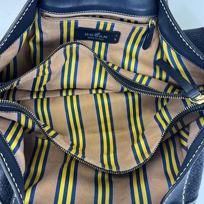224 HOGAN Blue Leather/Knitted Tote