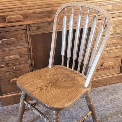Solid Oak Roll top desk & chair