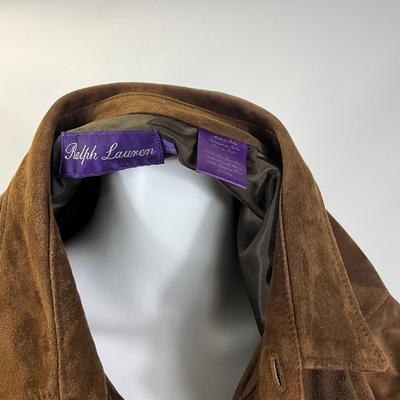 229 RALPH LAUREN Purple Label Brown Suede Button Front Shirt XL