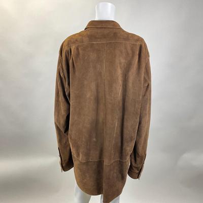 229 RALPH LAUREN Purple Label Brown Suede Button Front Shirt XL