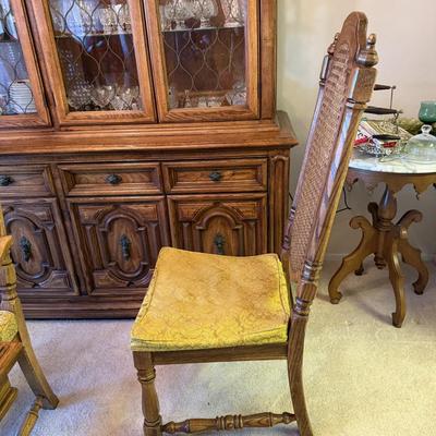 Mid-century Thomasville Oak Dining Table & 6 Chairs Set Traditional
