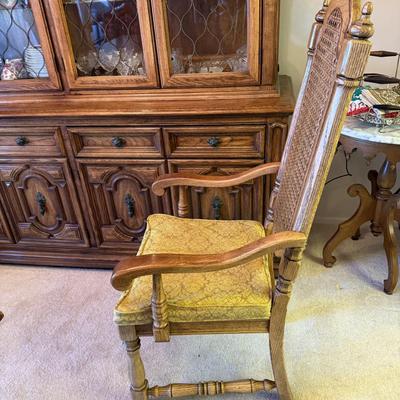 Mid-century Thomasville Oak Dining Table & 6 Chairs Set Traditional