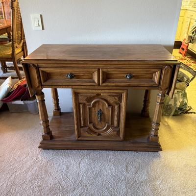 Vintage Drop Leaf Sideboard Server with 2 Drawers