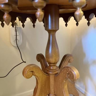 Antique Victorian Mahogany Marble Top Lamp Table Ornate Base