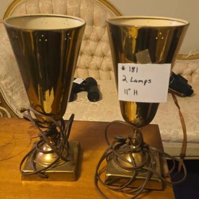Pair of brass lamps
