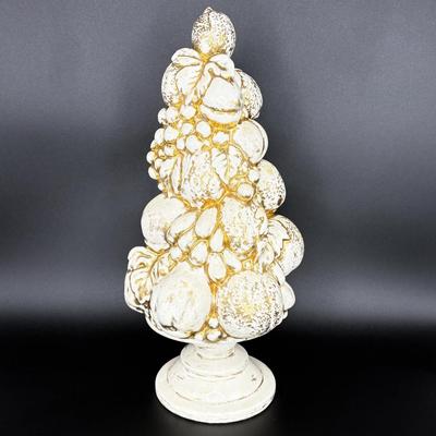 Vintage White and Gold Ceramic Fruit Tree