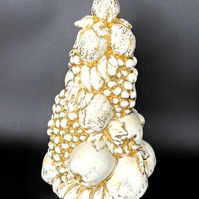Vintage White and Gold Ceramic Fruit Tree