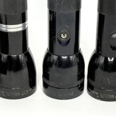 Set of 3 Heavy Duty MAGLITE Flashlights - 1 with Charger - 2 with Batteries
