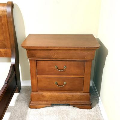Vintage Solid Wood Hooker Furniture - Full Sized Bed Frame and Side Table