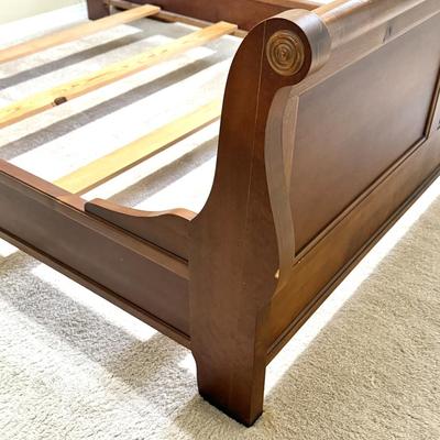 Vintage Solid Wood Hooker Furniture - Full Sized Bed Frame and Side Table