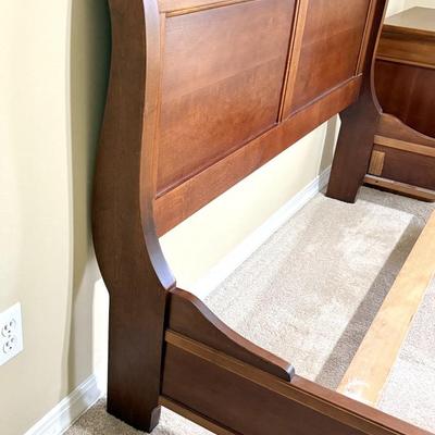 Vintage Solid Wood Hooker Furniture - Full Sized Bed Frame and Side Table