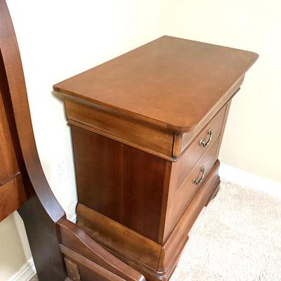 Vintage Solid Wood Hooker Furniture - Full Sized Bed Frame and Side Table