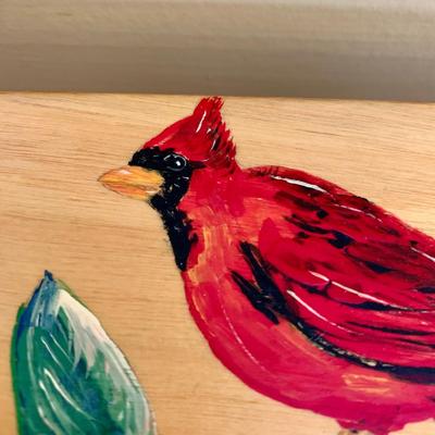 LOT 2 L: Cardinal Collection: Handmade & Signed Trinket Box, Hand Crafted Wooden Statue, & Framed Labeled Prints