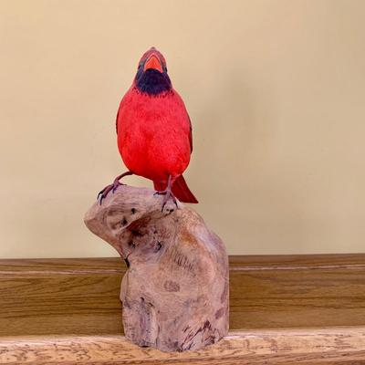 LOT 2 L: Cardinal Collection: Handmade & Signed Trinket Box, Hand Crafted Wooden Statue, & Framed Labeled Prints