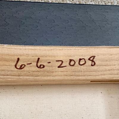 LOT 3 L: Framed & Signed Painting 2008 by Fran "Done - Peace": Boat on Lake at Sunset