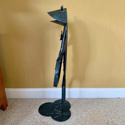 LOT 5 L: Vintage Metal Frog Playing Guitar Garden Decor