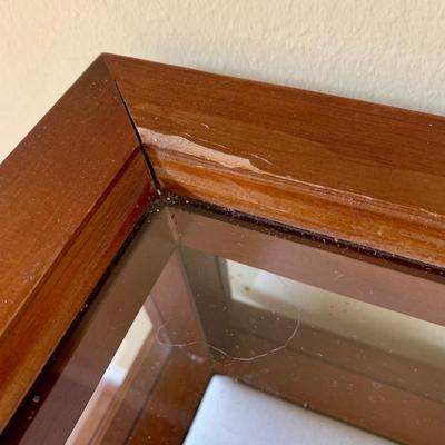 LOT 8 L: Oval Glass Top Coffee Table & Glass Surround Curio Display Side Table