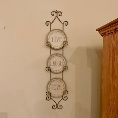 LOT 15 L: Wall Decor: Hearthside Collection "Live Laugh Love" & Hand Painted Town by Sue