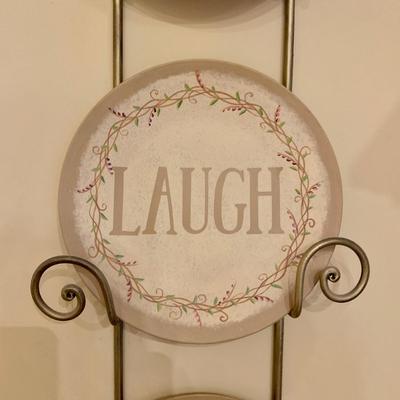 LOT 15 L: Wall Decor: Hearthside Collection "Live Laugh Love" & Hand Painted Town by Sue