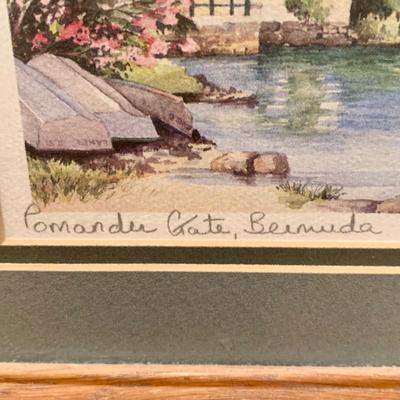 LOT 16 L: Framed & Signed Watercolor Prints "Summerset Bridge" & "Pomander Gate" Bermuda by C. Holding